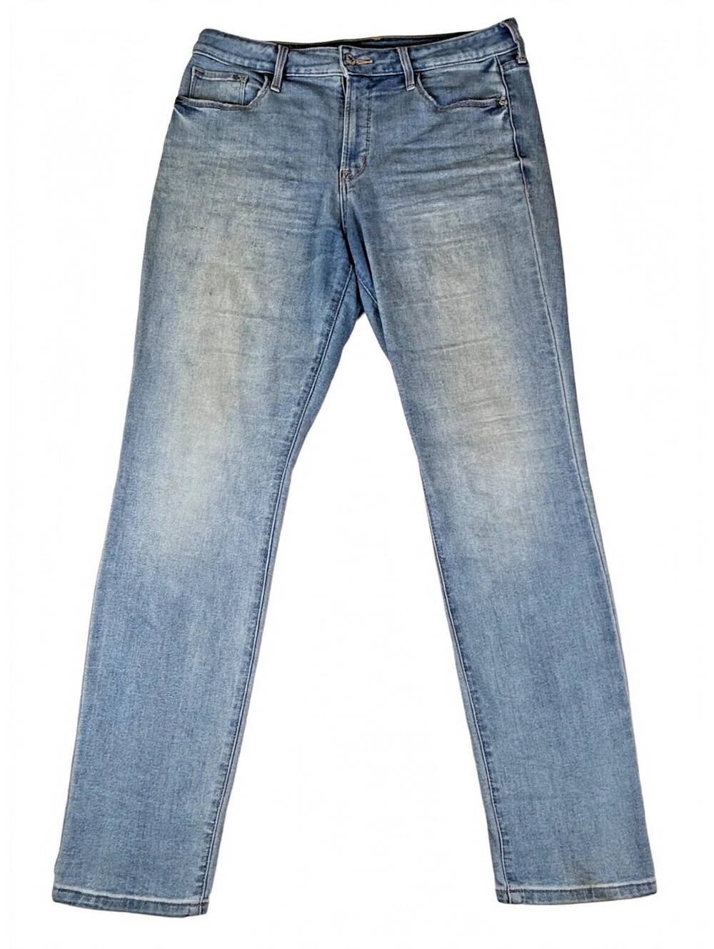 Old Navy Women's 12 Light Blue Mid-Rise Power Slim Straight Jeans